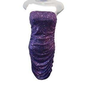 Stunning Purple Sequin Strapless Dress